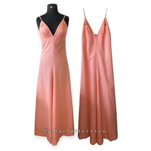 vtg Peachy Pink Maxi Dress